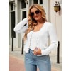 Coolmee Women's Plus Size Long Sleeve V-Neck Button Down Cardigan Cropped Knit Shrugs Sweater - 3 of 4