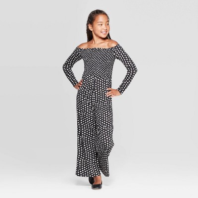 off the shoulder smocked jumpsuit