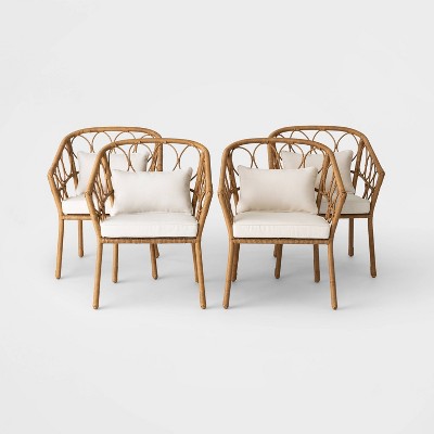 Britanna 4pk Wicker Patio Dining Chair Natural/Linen - Opalhouse™