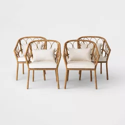 Britanna 4pk Wicker Patio Dining Chairs Natural/Linen - Opalhouse™