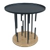 The Urban Port 20" Side End Table Round Matte Black Tray Top Modern Rod Supports with Brass Base Black/Brass - 2 of 4