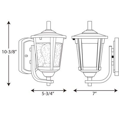 East Haven Black and Bronze Outdoor Wall Lantern with Seeded Glass