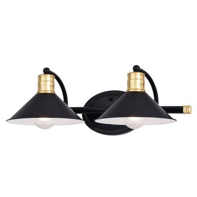 Vaxcel Akron 2 - Light Vanity in  Matte Black/Natural Brass
