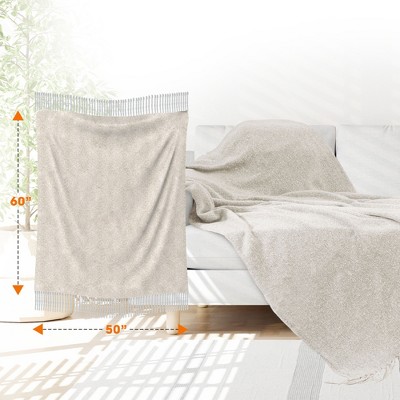 Full Taupe Wool Knitted Machine Washable Throw Blanket