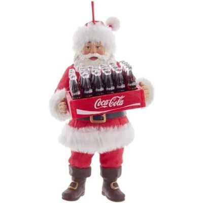 Kurt Adler Resin Ornament for Christmas Tree, Santa With Case of Coca-Cola
