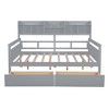 Twin/Full Size Daybed with Wood Slat Support, Bedside Shelves & Two Drawers, No Box Spring Required, White/Gray/Espresso - ModernLuxe - 4 of 4