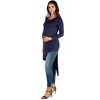 24seven Comfort Apparel Womens Long Sleeve Knee Length Asymmetrical Maternity Tunic Top - 2 of 4
