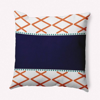 16"x16" Knot Fancy Square Throw Pillow Navy Blue/Orange - e by design: Coastal Vibe, Indoor Geometric Decor