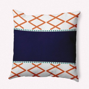 16"x16" Knot Fancy Square Throw Pillow Navy Blue/Orange - e by design: Coastal Vibe, Indoor Geometric Decor - 1 of 4