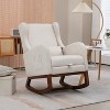 Hrinhom Upholstered Rocking Chair,High back Accent Chair with Retractable Footrest - 2 of 4