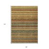 Coral Gold And Green Striped Washable Indoor Outdoor Area Rug - 3 of 4