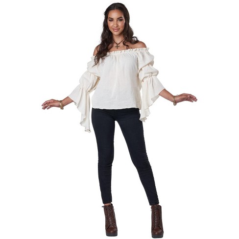 Underwraps Renaissance Long Sleeve White Blouse Adult - White - Large