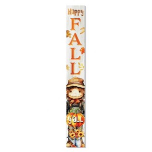 HomeRoots 72" Brown Orange And White Solid Wood Happy Fall Scarecrow Porch Sign - 1 of 4