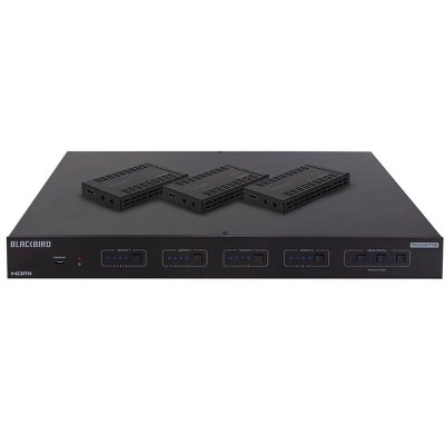 Monoprice Blackbird 4K HDMI Matrix, 4x4, HDBaseT, HDR, 18G, 4K@60Hz, YCbCr 4:4:4, HDCP 2.2, EDID, IR, SPDIF, RCA, TCP/IP, RS-232, and 3 Receivers 70m