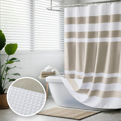 LunaLulinlk Spa Waffle Weave Textured Polyester Shower Curtain