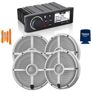 Fusion MS-RA70N Marine AM/FM/BT/NEMA2000 Stereo with 2 Pair Wet Sounds RECON 6-XWW High Output 6.5" Marine Coaxial Speakers, White Grill - 1 of 4