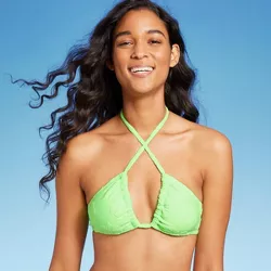 Women's Terry Textured U-Neck Multi-Way Bralette Bikini Top - Wild Fable™ Tropical Green