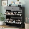RISOKEYS Free Standing Shoe Rack,Organizer with 2 Flip Drawers, Tempered Glass Top Shoe Storage Cabinet with Drawer, for Hallway, - 2 of 4