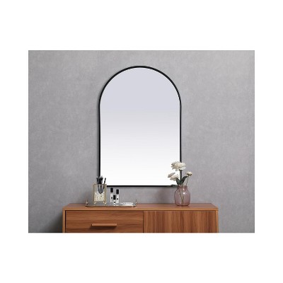 Black Metal Arch Wall Mirror with Vertical Mount