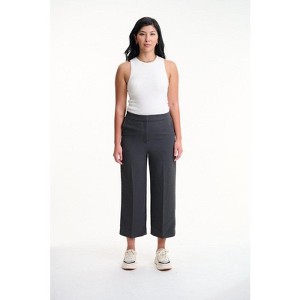 Lafidi Women’s High-Rise Cropped Pants – Straight Leg Business Casual Trousers with Slash Pockets and Elastic Back Waist - 1 of 4