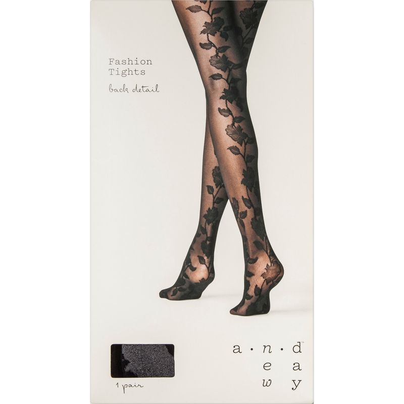 Women's Floral Back Tights - A New Day&#153; Black, 2 of 3