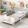 Car-Shaped Twin Bed Frame, Pine Wood Twin Size Platform Bed with Bench and Book Storage Space for Girls Boys Bedroom, No Box Spring Needed - 3 of 4