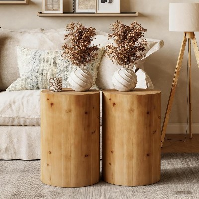 Tribesigns Farmhouse End Table for Small Spaces, Modern Plant Stand, Accent Cocktail Table for Living Room, Bedroom, Wooden Pedestal Natural