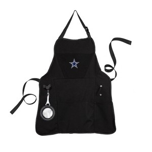 Evergreen Dallas Cowboys Black Grill Apron- 26 x 30 Inches Durable Cotton with Tool Pockets and Beverage Holder - 1 of 1