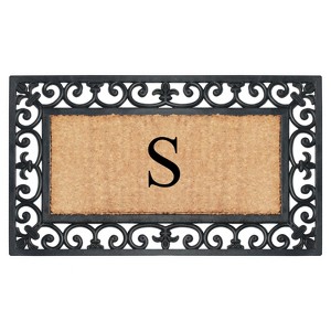 A1HC Natural Rubber & Coir 18x30, Monogrammed Doormat For Outdoor Entrance, Anti-Shed Treated Mat - 1 of 4