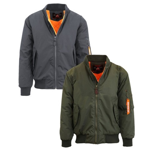 Spire By Galaxy Men s Heavyweight Ma 1 Bomber Flight Jacket 2 Pack Charcoal olive Xx large Target