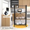 4-Tier Heavy Duty Foldable Metal Rack Storage Shelving Unit with Wheels Moving27.95 x 14.96 x 49.61 （Black） - 4 of 4