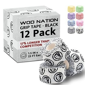 WOD Nation Weightlifting Hook Grip Tape - Bulk 12 Pack (23ft/Roll) Comfortable & Stretchy Athletic Thumb Tape -White - 1 of 4