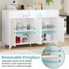 Sideboard Buffet Cabinet, 4 Rattan Doors 2 Drawers Accent Storage Cabinet - 4 of 4