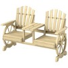 Outsunny Wooden Garden Bench with Table, Umbrella Hole, 2-Seat Wagon Wheel Outdoor Bench, High Backrest, Armrests for Backyard, Patio - 4 of 4