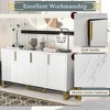 Modern Luxury 4-Door Sideboard with Marble Top, Adjustable Shelves, Gold Metal Handles & Legs, Contemporary Kitchen Storage Cabinet - 4 of 4