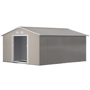 Garden Metal Shed, Storage Shed Utility Storage with Double Locking Doors for Bike Tools - 1 of 4