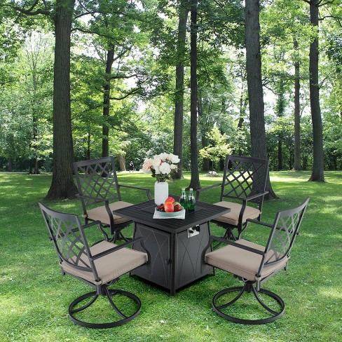 5pc Outdoor Conversation Set With, Patio Set With Propane Fire Pit