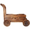 Okak Wooden Raised Garden Bed with Wood Wagon Shape, Moveable Outdoor Planter with 4 Wheels, Planter Box for Backyard, Garden, Patio, Brown - 2 of 4