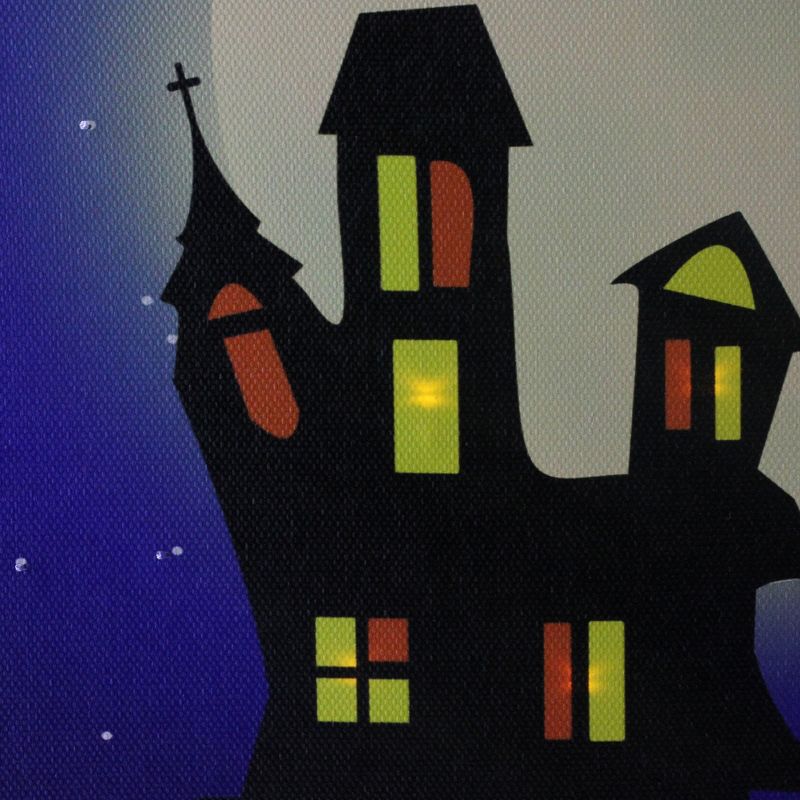 Northlight Fiber Optic and LED Lighted Witch in the Moon Halloween Canvas Wall Art 12" x 15.75", 4 of 5