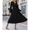 Spring And Autumn High-End Mid-Length Accordion Pleated Dress In Solid Color - 3 of 4