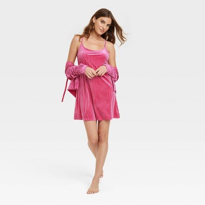 Women's Velvet Slip Dress - Colsie™ Pink L