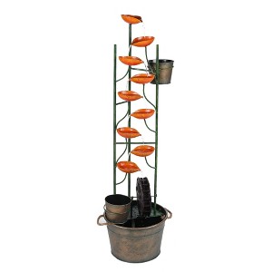 LuxenHome 50.4-Inch H Metal Orange Lotus Cascade Outdoor Fountain Brown - 1 of 4