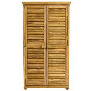 Maggift Outdoor Storage Sheds, Vertical Tall Tool Shed with Lockable Door, Waterproof Roof for Patio, Backyard and Lawn, Brown, 34.25"*18.5"*63" - 1 of 4