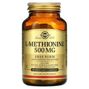 Solgar L-Methionine, 500 mg, 90 Vegetable Capsules - 1 of 2
