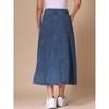 INSPIRE CHIC Women's Long High Waisted Frayed Jean Denim Skirts with Pockets - 3 of 4