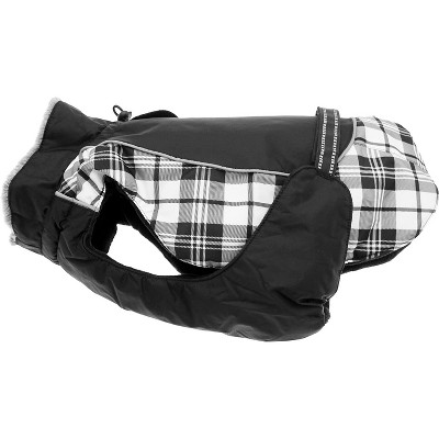 Alpine All-Weather Dog Coat - Black and White Plaid