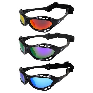 3 Pairs of Birdz Eyewear Seahawk Safety Goggles with Red Mirror, Purple, Green Mirror Lenses - 1 of 4