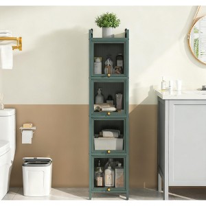 Airsurfer Modern Four-Tier Glass Door Cabinet, 5-Tier Storage with Fluted Glass, Tall Display Cabinet for Entryway, Living Room, Dining Room - 1 of 4