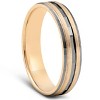 Pompeii3 10k Yellow & Black Gold Mens Brushed Diamond Cut Finish Mens Wedding Band - 2 of 4