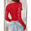 Clearlove Lace Long Sleeve Tops for Women - Sexy Sheer Bell Sleeve Deep V Neck Slim Fit Crop Top Going Out Shirts 2025 - 2 of 4
